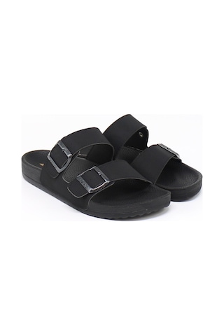 Nesil Shoes Bnt 53001 Siyah Anatomik Tokalı Erkek Terlik Siyah