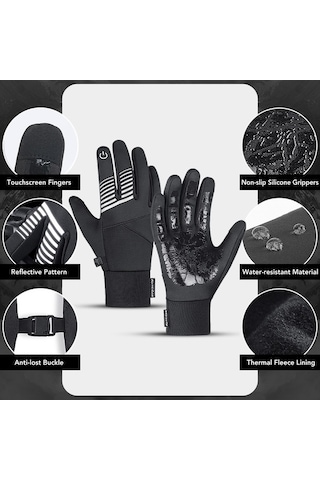 Pazly Rüzgar Geçirmez Kışlık Bisiklet Eldiveni, Sıcak Dokunmatik Ekranlı Eldivenler