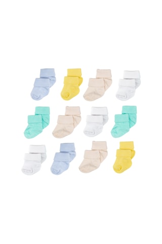 Novibaby 12'li Bambu Yenidoğan Bebek Çorap I Summer Boy I Kız Erkek Bebek Çorabı Çok Renkli