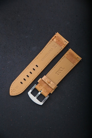 Hakiki Deri 24mm Akıllı Pimli Saat Kordonu Açık Kahverengi