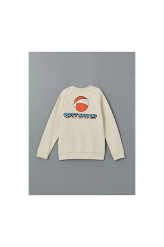 LC Waikiki Lcw Kids Bej Bisiklet Yaka Erkek Çocuk Sweatshirt Lıght Beıge