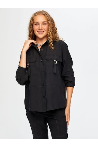 Faik Sönmez Cepleri Toka Detaylı Tenselli Kadın Tunik W26tnk001 Siyah