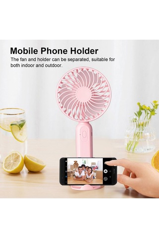 Ranyeek Usb Şarjlı Elden Mini Fan, 3 Hız Ayarı, Telefon Tutucu, Taşınabilir Outdoor Fan, Siyah Pil Yok