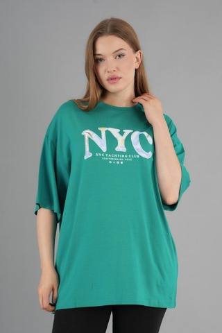 Alexandergardi Geniş Kalıp Bisiklet Yaka Baskılı Kısa Kollu T-shirt Yeşil