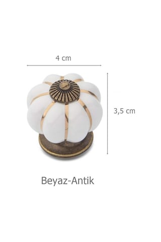 5 Adet Tomurcuk Porselen Düğme Beyaz - Antik Mobilya Kulp