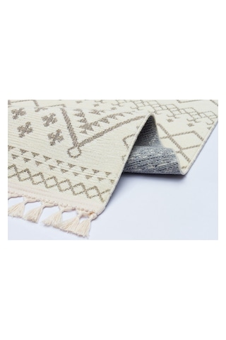 Decoser Halı Garden Serisi 01-beyaz Etnik İskandinav Desenli Koridor Salon Oturma Odası Kilim Halısı Beyaz Krem