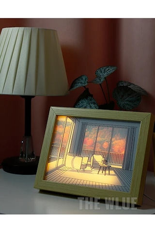 Çerçeveli Led Painting Masa Ve Gece Lambası Sonbahar Ambianslı Ka Diğer
