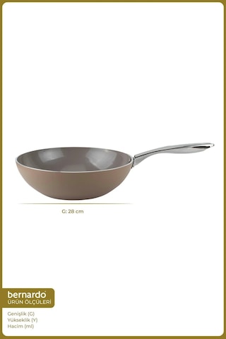 Bernardo Natura Seramik Wok Tava Kahverengi 28 Cm Bej - Kahverengi