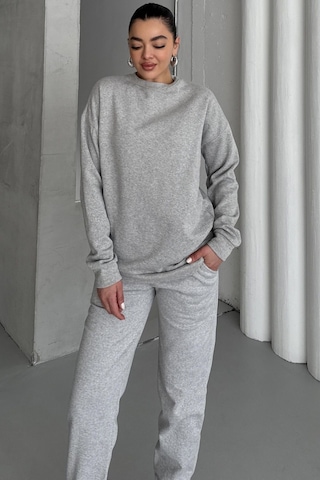 Modagen Kadın Grimelanj Bisiklet Yaka Düz Alt-üst Eşofman Takım Griii