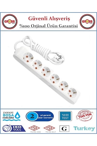 Viko Multi-let Altılı Topraklı Priz - 3 Metre - Çocuk Korumalı