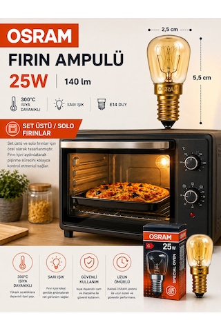 8 Adet 25w E14 Fırın Ampulü 300 C Isıya Dayanıklı Sarı Işık