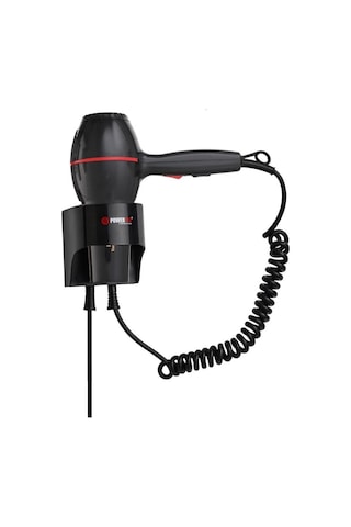 Powertec Tr-301 Otel Tipi Otomatik Kapanan Askı Aparatlı Duvara Monte Fön Makinesi Siyah