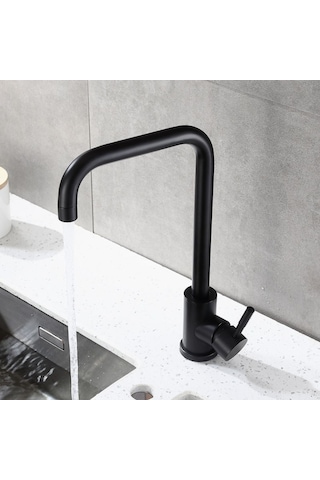 Sardıcı Mutfak Musluğu Siyah Mat Kaplama Krom