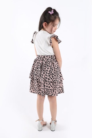 Aden Kids Kız Çcouk Leopar Desenli Alt Üst Etekli Takım Çok Renkli