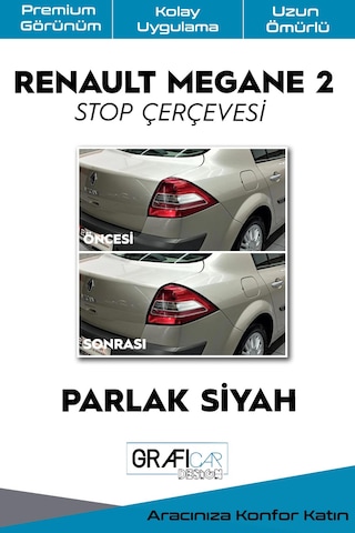 Renault Megane 2 Stop Çerçevesi Sticker / PARLAK SİYAH