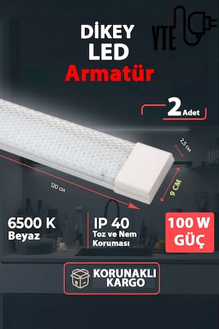100 W Kristal Led Bant Armatür 120 Cm Yüksek Işık 2 Adet Beyaz