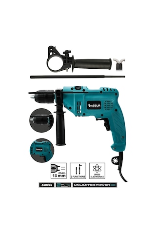Assur ASR205 500W 13MM Elektrikli Matkap Mavi
