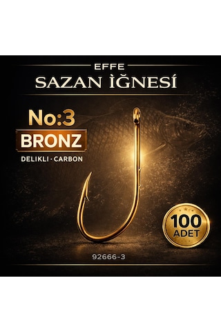 Effe Sazan İğnesi No:3 Bronz Delikli Carbon 100 Adet 92666-3