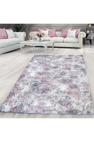 Nur Home Pudra-Gri Süngerli Kadife Lastikli Halı Örtüsü, Nrh-62 Çok Renkli