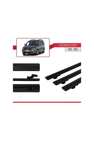 Volkswagen Caddy 2010-2015 Arası İle Uyumlu Basic Model Ara Atkı Tavan Barı Siyah 3 Adet