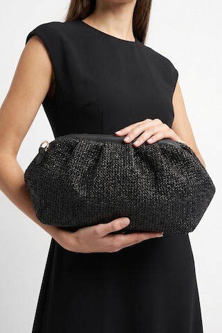 Luvishoes Vıel Siyah Hasır Dokulu Kadın Clutch Çanta
