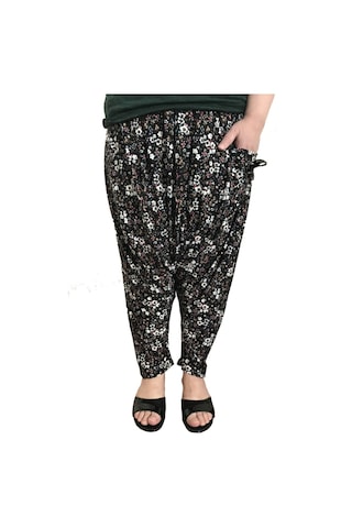 Zeus Kadın Siyah Çiçek Desenli Köylü Şalvar Kırmızı