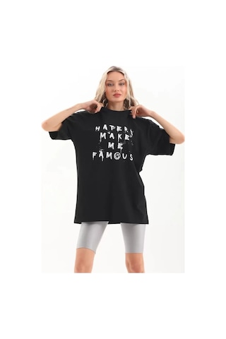 Modi Unisex Baskılı Oversize T-shirt - Siyah - Mymg96250