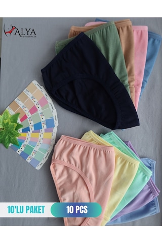 Alya Underwear Kız Çocuk Kalpli Dokuma Lastik Pamuklu Kumaş Slip Külot 5'li Paket 5 Adet Beyaz Multicolor-x16
