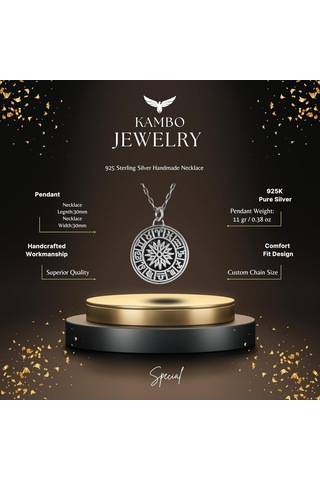 925 Ayar Gümüş Kolye - Burç Çarkı Kolyesi Gümüş