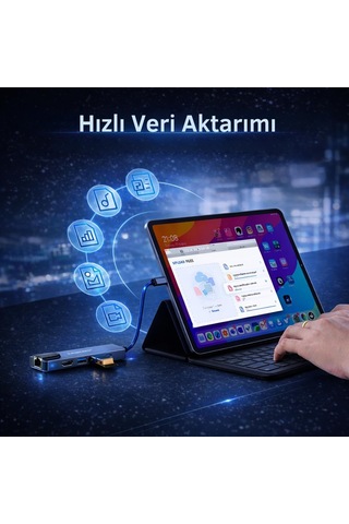 5 İn 1 Usc-c Hub Çoğaltıcı, Hızlı Veri Aktarımı, 2x Usb Girişi, 1x Type-c, 1x Ethernet, 4k Hdmı Girişi, Alümi