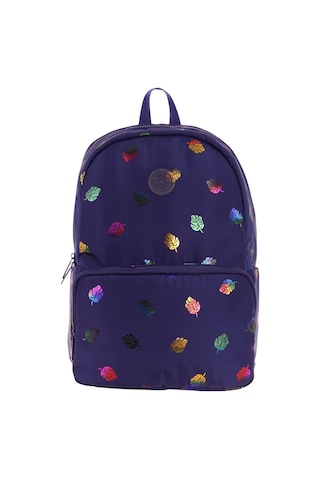 Kaukko Shine Üç Bölmeli Lacivert Yaprak Desenli Sırt Çantası - K1778 Lacivert