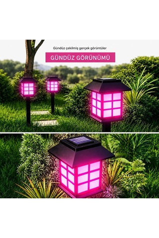 Tech Hlyos 2 Adet 5w Solar Bahçe Lambası 38 Cm, Güneş Enerjili Dekoratif Dış Mekan Aydınlatması, Su Geçirmez, O