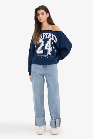Defacto Oversize Geniş Kalıp Açık Omuz Kalın Kumaş Sweatshirt G7182ax25cwnv1 Lacivert-nv1