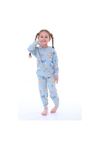 Zuzunga Sevimli Hayvanlar Koala-fil-timsah Unisex Yavruağzı Pijama Takımı Mavi