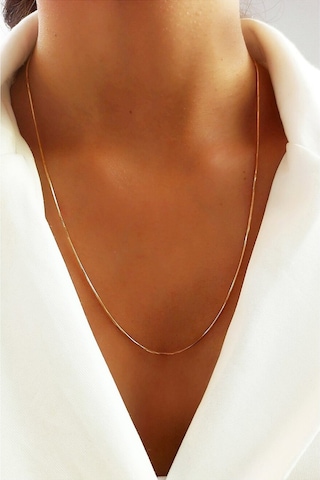 Gold Renk 60 Cm Unisex Çelik Ince Italyan Zincir Kolye Çelik