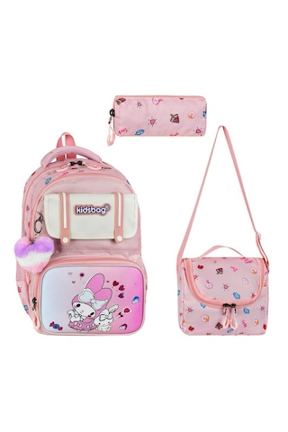 My Melody Baskılı Ortopedik Su Geçirmez Okul Çantası Termal Beslenme Ve Kalemlik Seti Pembe