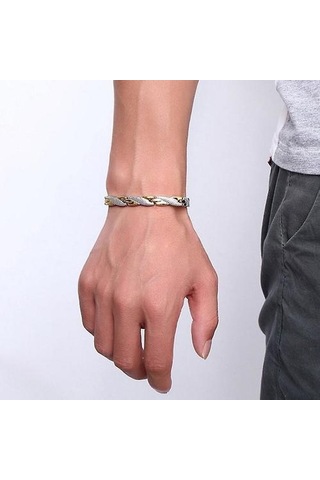 Manyetik Terapi Bilezik Zarif Çelik Bilezik Takı Terapötik Gümüş Ve Altın Kaplama Altın Gümüş Altın - Gümüş