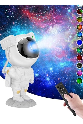 Yıldız Projektör Astronot Işıklı Kumandalı Galaksi Samanyolu Projeksiyon Gece Lambası Çok Renkli