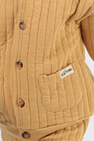 Erkek Çocuk Kapşonlu Kapitone Kumaş Hırkalı Alt Üst Takım Kahverengi