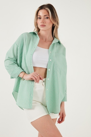 Lela Regular Fit Uzun Kollu Cepli Çizgili Bayan Gömlek 6772895 Benetton