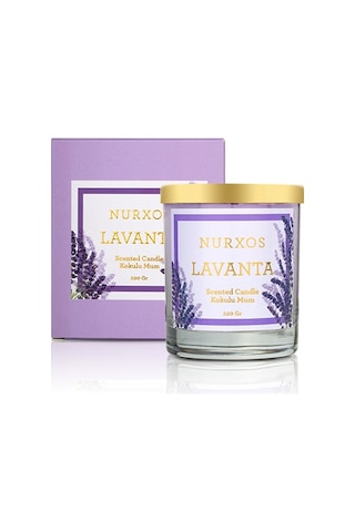 Nurxos 9686 Lavanta Kutulu 2 Adet Kokulu Mum + Freshener Oda Spreyi