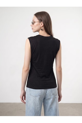 Dilvin 32724 %100 Pamuk Bağlama Detaylı T-shirt-siyah