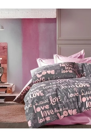 Tek Kişilik Nevresim Takımı Love Pembe