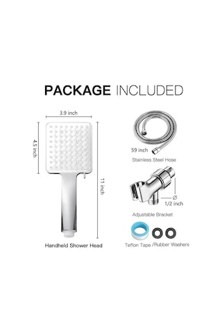 Ximistore9 El Tipi 6 Fonksiyonlu Şekilli Artırılmış Duş Şprayı Seti: Şpray + Flex Kablosu + Tutucu Beyaz