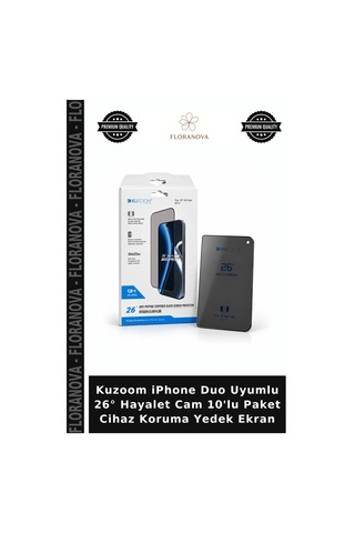 Kuzoom Apple iPhone Duo Uyumlu 26 Hayalet Cam 10'lu Paket Cihaz Koruma Yedek Ekran