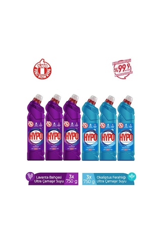 Hyper Hypo Ultra Çamaşır Suyu Lavanta + Okaliptus 6 x 750 G