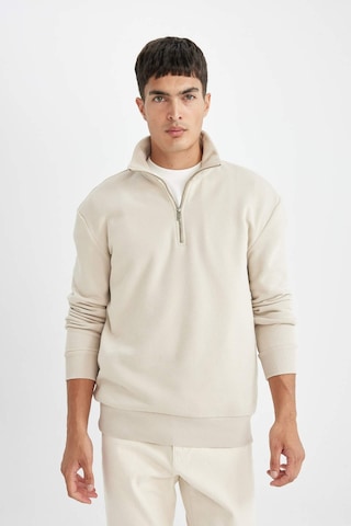 DeFacto Comfort Regular Fit Rahat Kalıp Fermuarlı Dik Yaka Basic Düz Sweatshirt X7405AZ24AUBG735