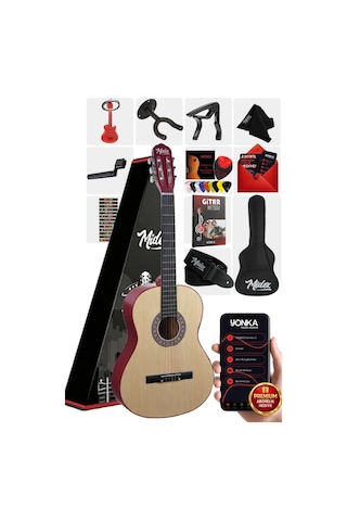 Midex Cg-36nt-pak Kaliteli 36 İnç 3/4 Juniur Çocuk Gitarı 8-12 Yaş Arası Tuner Çanta Capo Askı Nota Sticker Pena Metod