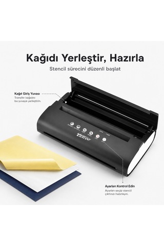 Thermal Tattoo Copier Prt5 Mt200 Dövme Stencil Termal Yazıcı Siyah