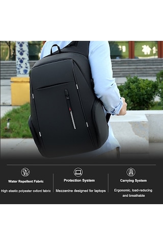 Didadodo 17 Usb Şarj Portlu Su Geçirmez Sırt Çantası - Büyük Kapasiteli Laptop Çantası Laptop Çantası